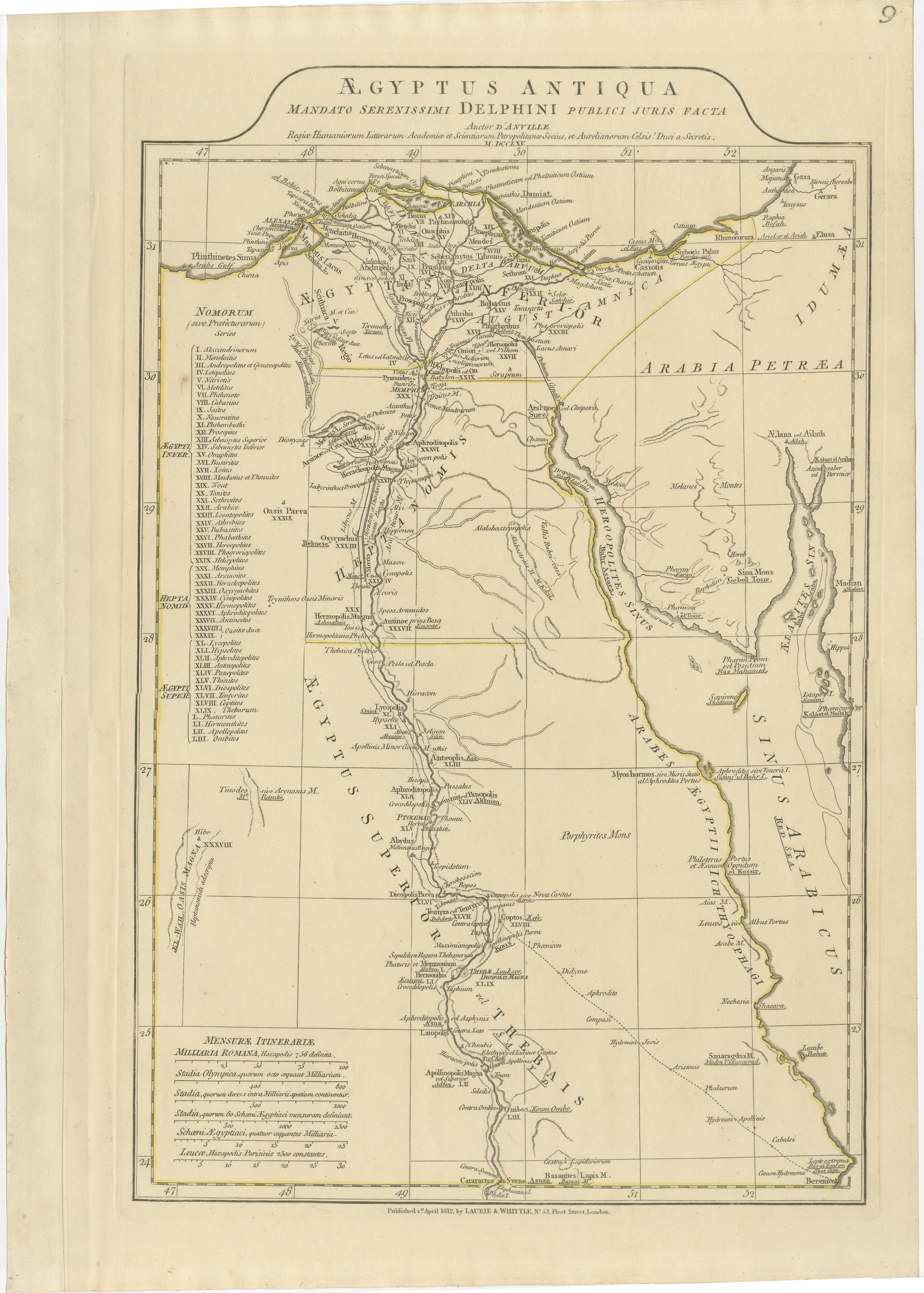 Antique Map of Ancient Egypt – Nile Valley & Red Sea, Engraving c.1818