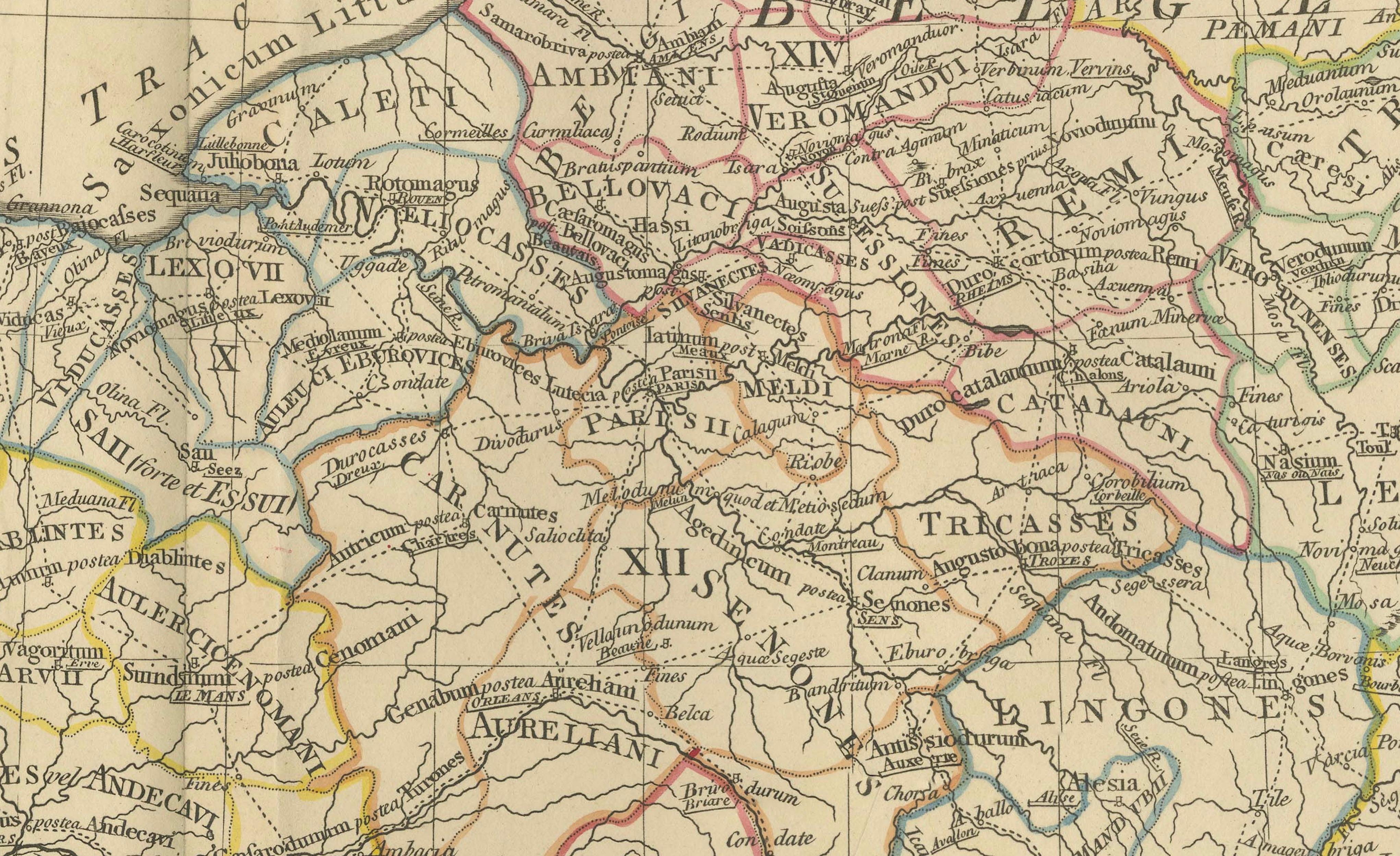 Antique Map of Ancient Gaul – Roman France & Low Countries, Engraving c.1818