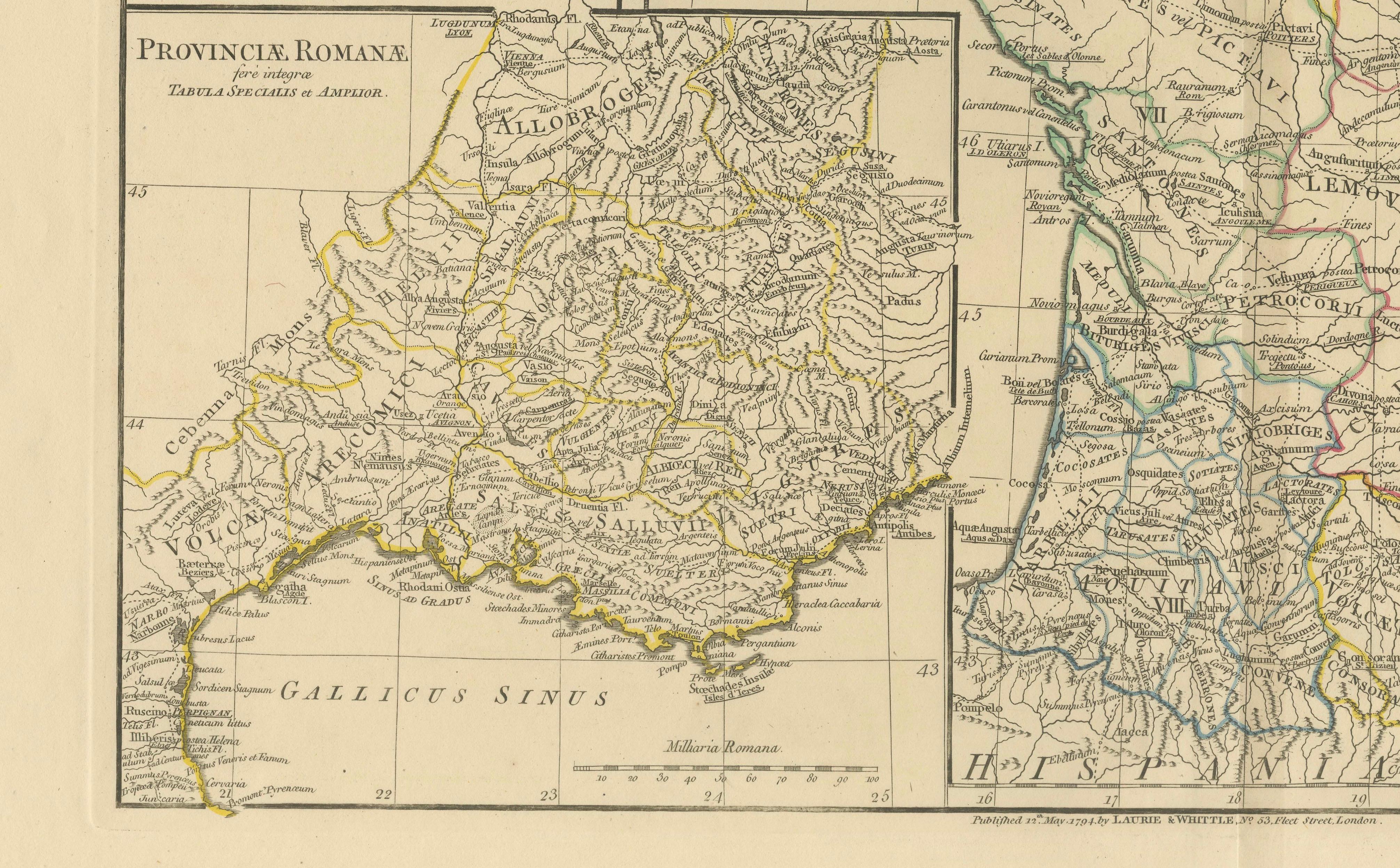 Antique Map of Ancient Gaul – Roman France & Low Countries, Engraving c.1818