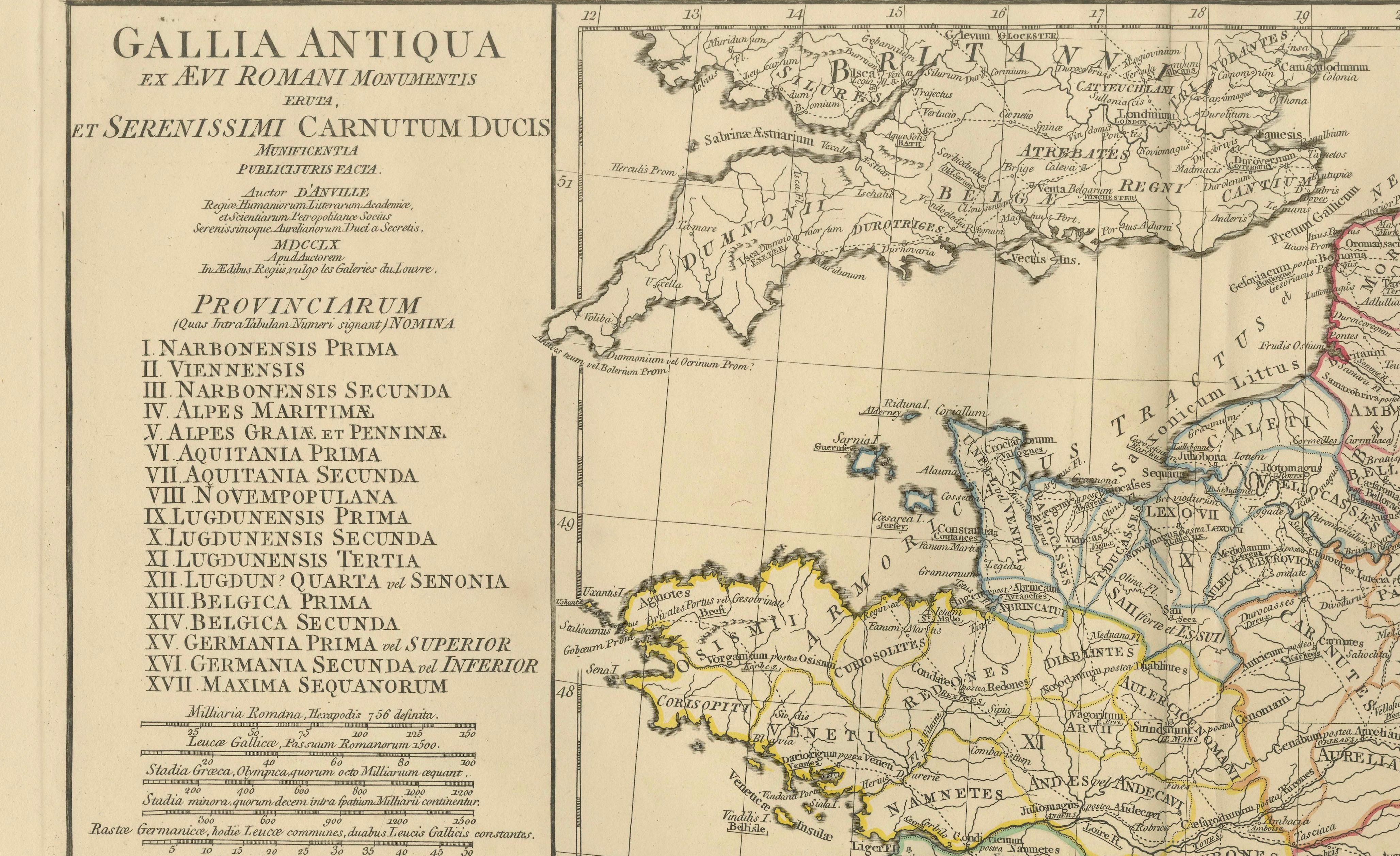 Antique Map of Ancient Gaul – Roman France & Low Countries, Engraving c.1818
