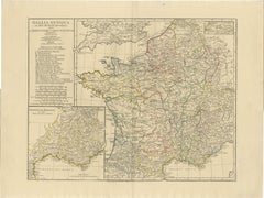 Antique Map of Ancient Gaul – Roman France & Low Countries, Engraving c.1818