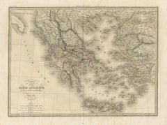 Antique Map of Ancient Greece, Mediterranean Balkans, Lapie Tardieu 1838