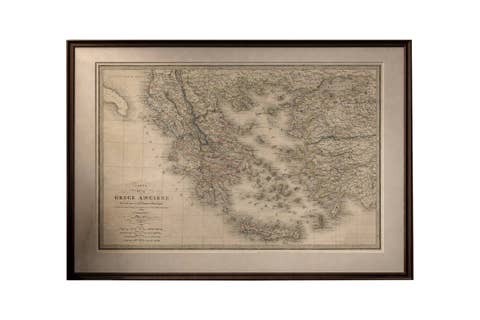 Antique Map of Ancient Greece, Mediterranean Balkans, Lapie Tardieu 1838