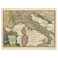 Antique Map of Ancient Italy and the Islands Corsica, Sicily and Sardinia