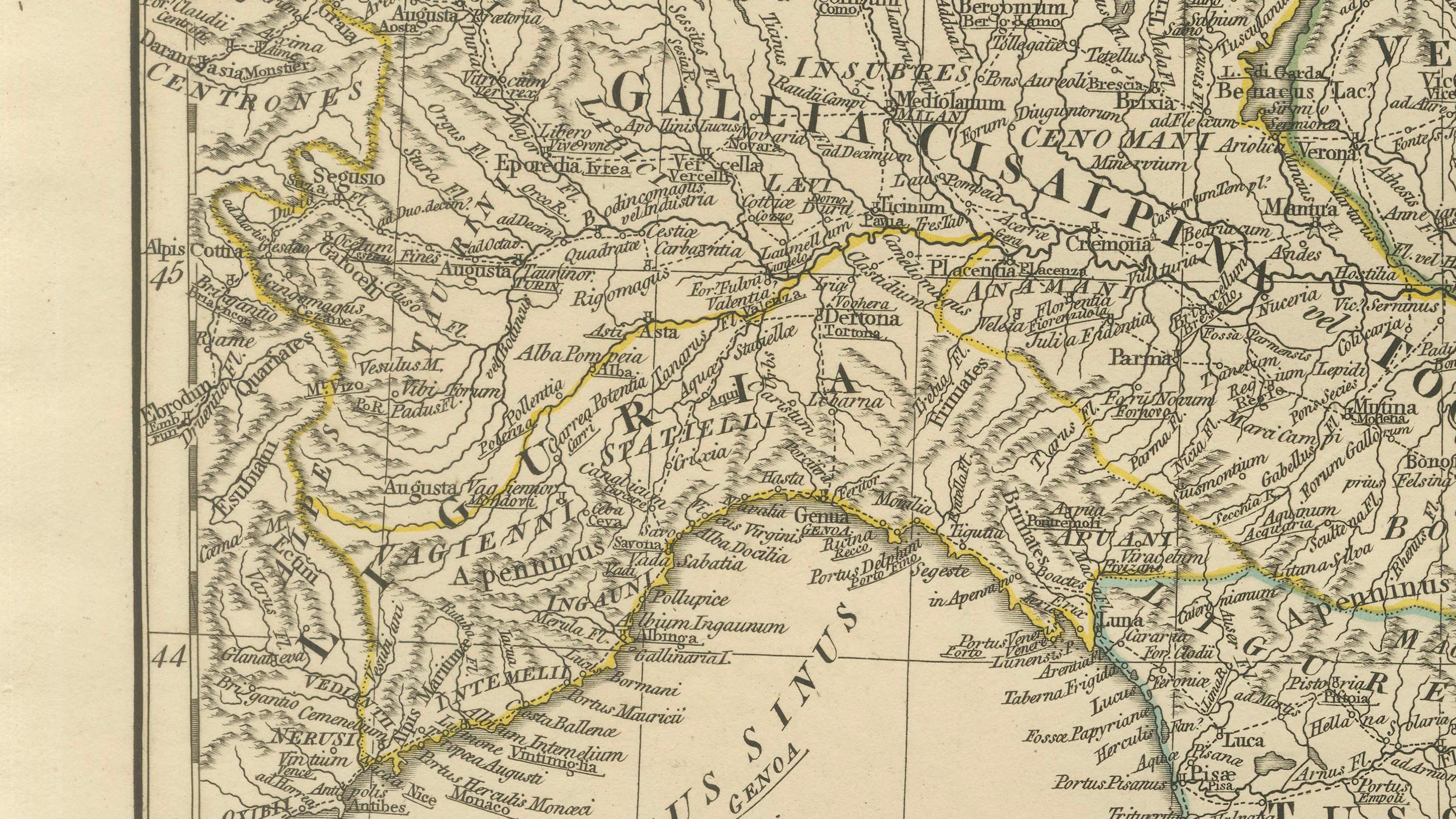 Antique Map of Ancient Italy – Roman Peninsula & Sicily, Engraving c.1818