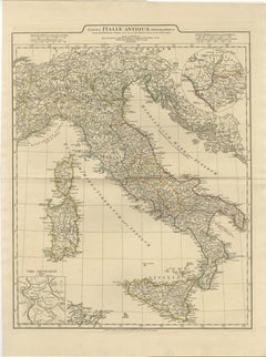 Antique Map of Ancient Italy – Roman Peninsula & Sicily, Engraving c.1818