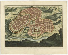 Antique Map of Ancient Jerusalem, depicting The Temple of Solomon, c.1725