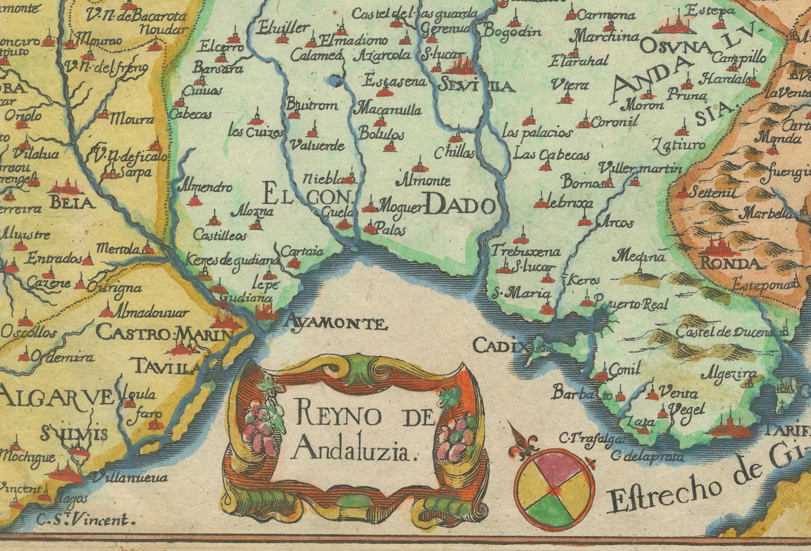 Français Carte ancienne de l'Andalousie Espagne - Gravure à la main de Tassin 1651 en vente