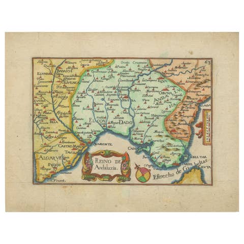 Antique Map of Andalusia Spain – Hand-Coloured Tassin Engraving 1651