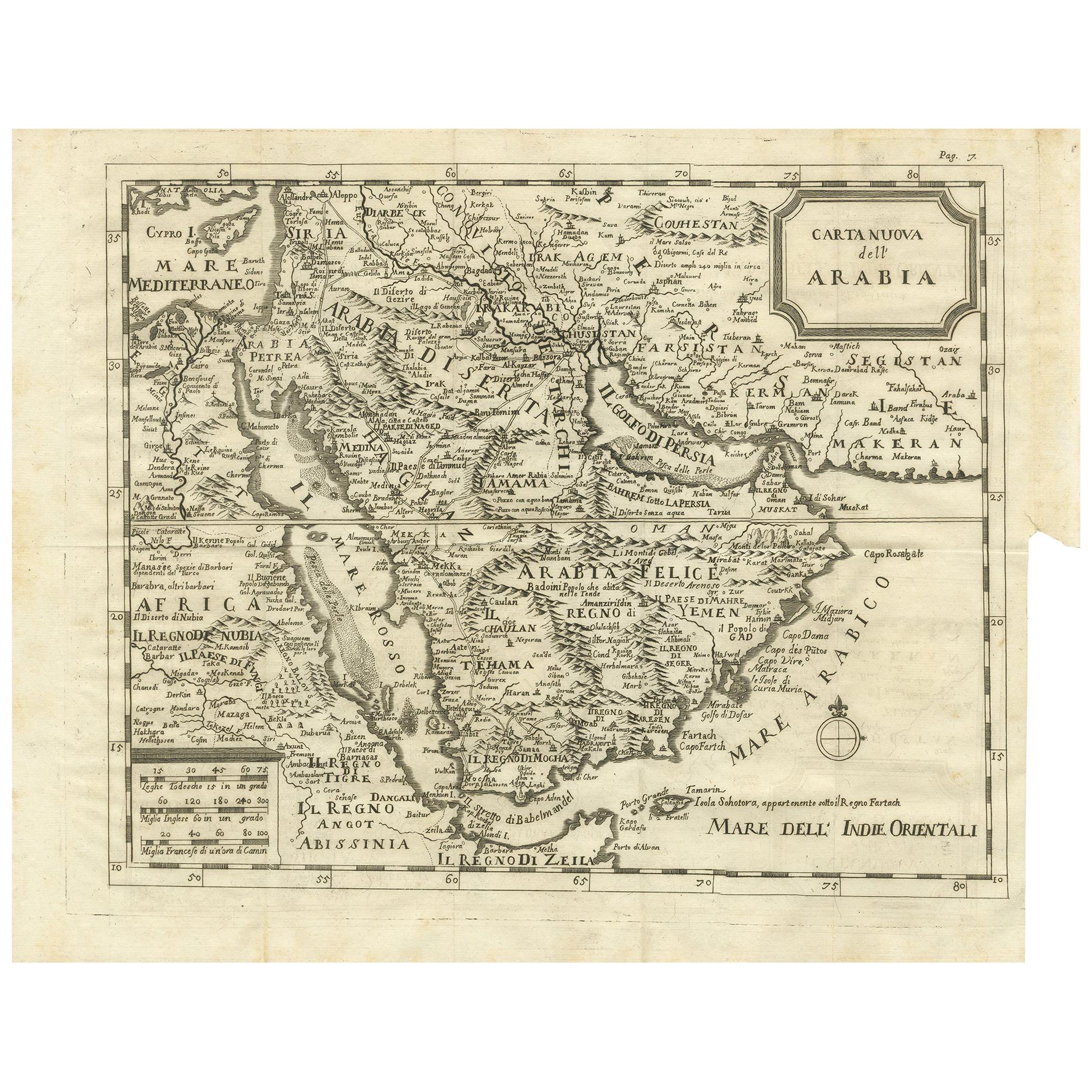 Antique Map of Arabia by Boulainvilliers, 1745