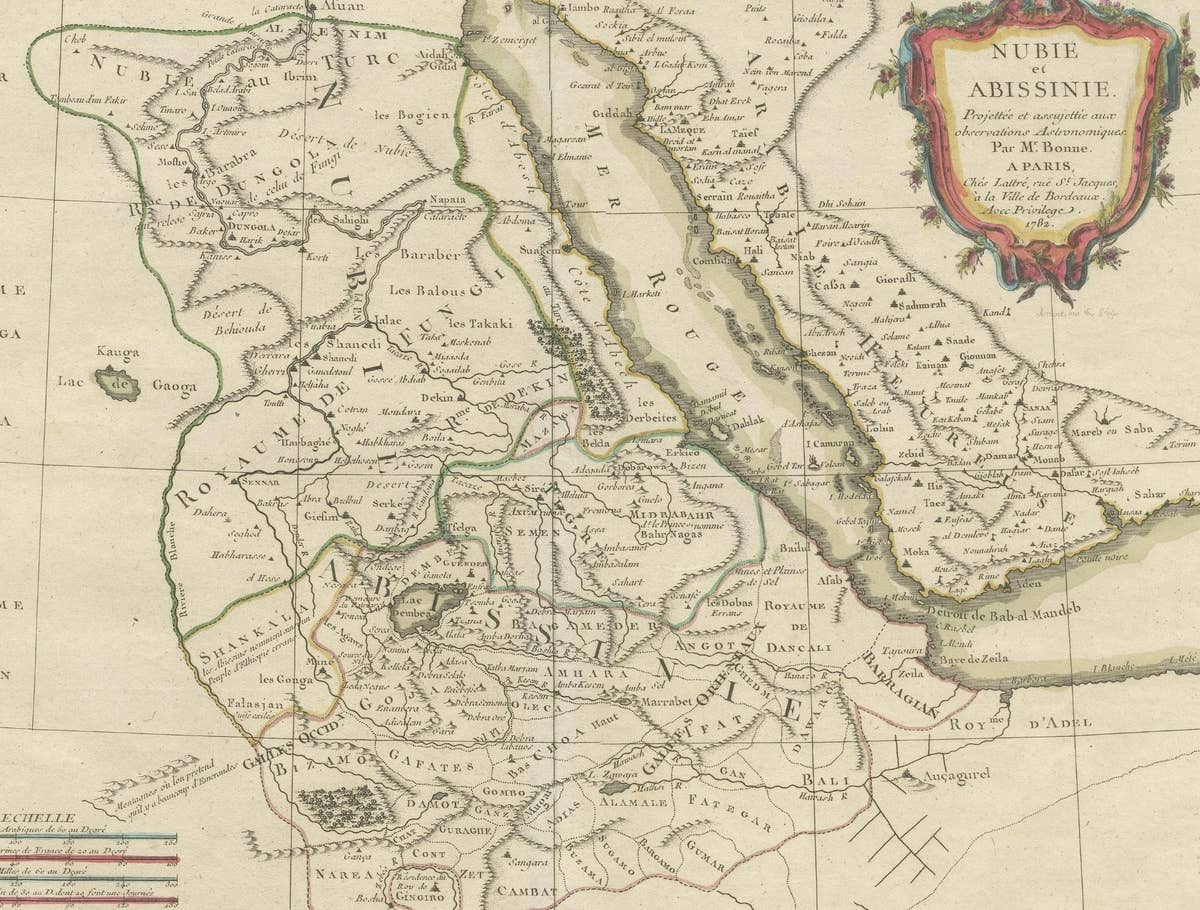 Antique Map of Arabia including Nubia and Abyssinia, also shows the Red Sea