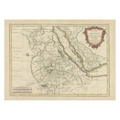 Antique Map of Arabia including Nubia and Abyssinia, also shows the Red Sea