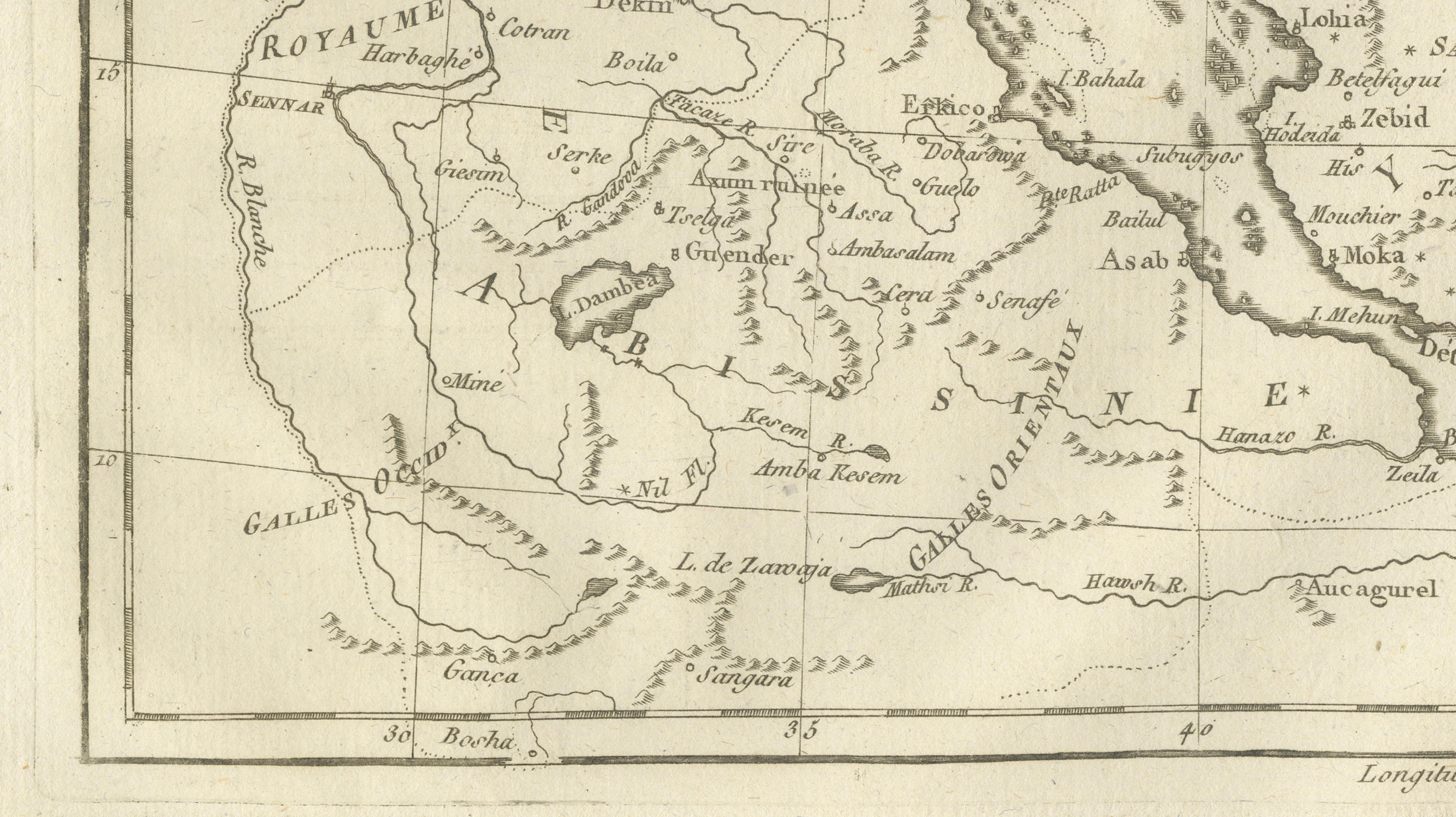 Antique Map of Arabia, Red Sea & Persian Gulf by Rigobert Bonne, 1780