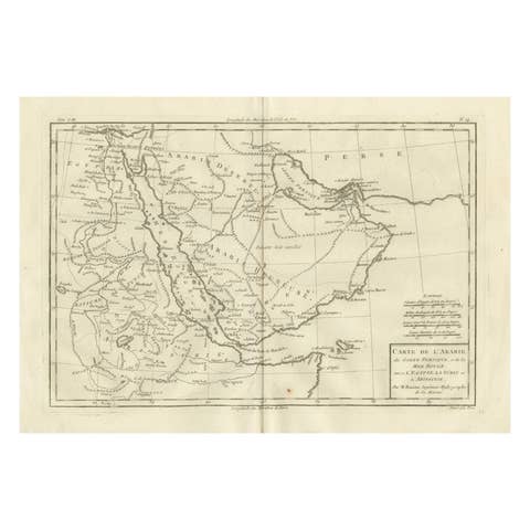 Antique Map of Arabia, Red Sea & Persian Gulf by Rigobert Bonne, 1780