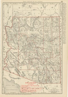 Antique Map of Arizona Territory, with the Grand Canyon, Rand McNally, 1899