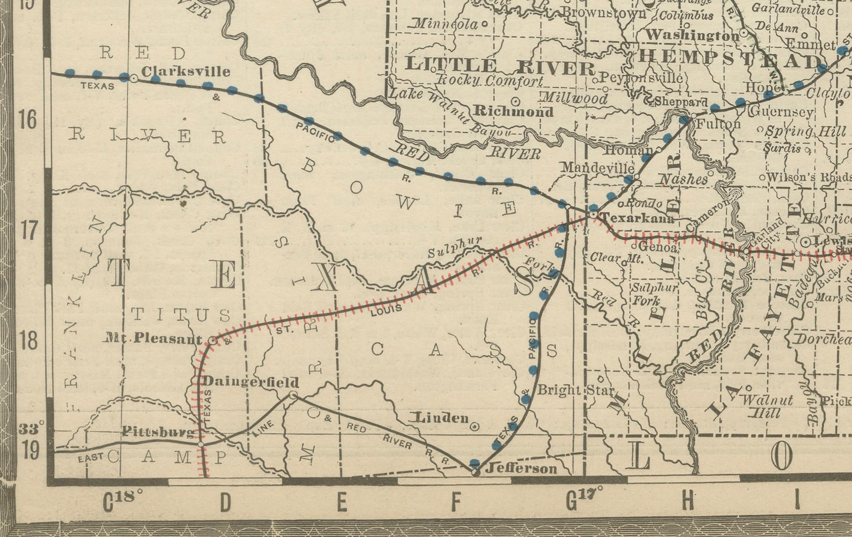 Mappa antica dell'Arkansas 1888 - Lo Stato naturale, ferrovie e città in vendita 1