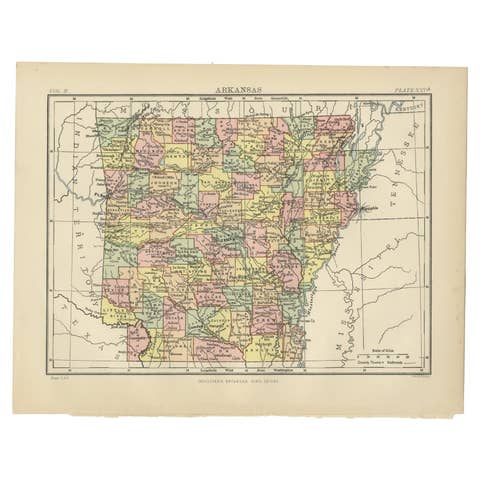 Antique Map of Arkansas from Encyclopaedia Britannica, 1875