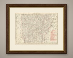 Antique Map of Arkansas, with Hot Springs, Rand McNally, 1899