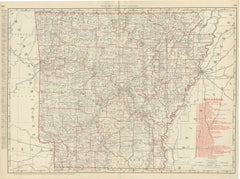 Antique Map of Arkansas, with Hot Springs, Rand McNally, 1899