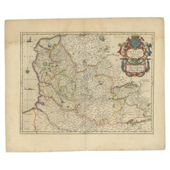 Antique Map of Artois in the North of France by Famous Mapmaker Blaeu, c.1640