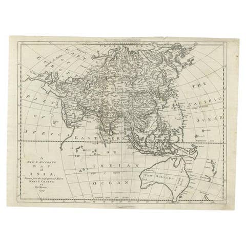 Antique Map of Asia and Australia with a Speculative Coastline, 1777