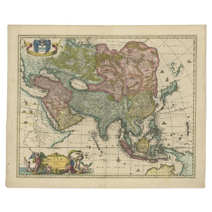 Carte ancienne d'Asie et des Indes orientales et de Corée en tant que péninsule, vers 1660 Bon état - En vente à Langweer, NL