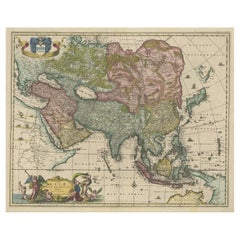 Carte ancienne d'Asie et des Indes orientales et de Corée en tant que péninsule, vers 1660