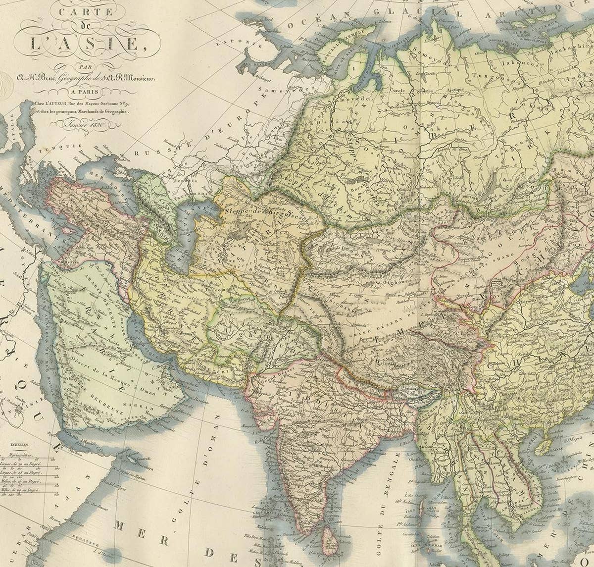 Antique Map of Asia by Brué '1820'