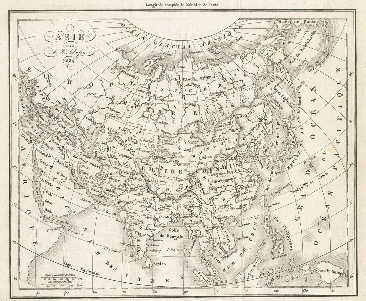 Antique Map of Asia by Dufour, circa 1834