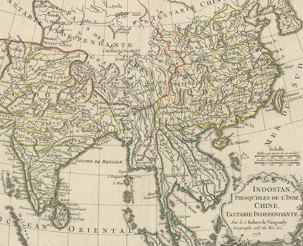 Antique Map of Asia by Dussy, 1778 In Good Condition For Sale In Langweer, NL