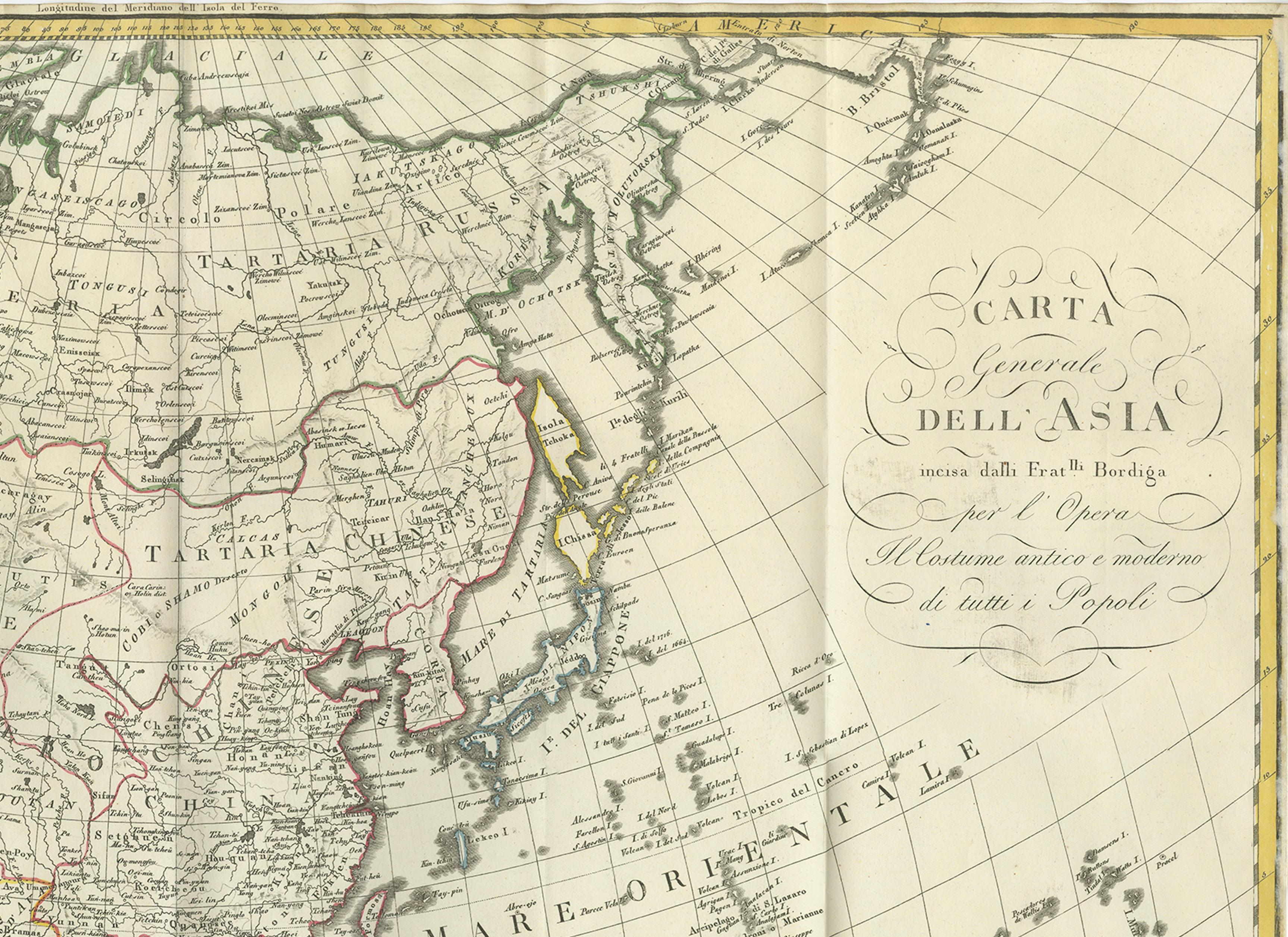 Antique Map of Asia by Jules Ferrario, Paper Print, Early 19th Century