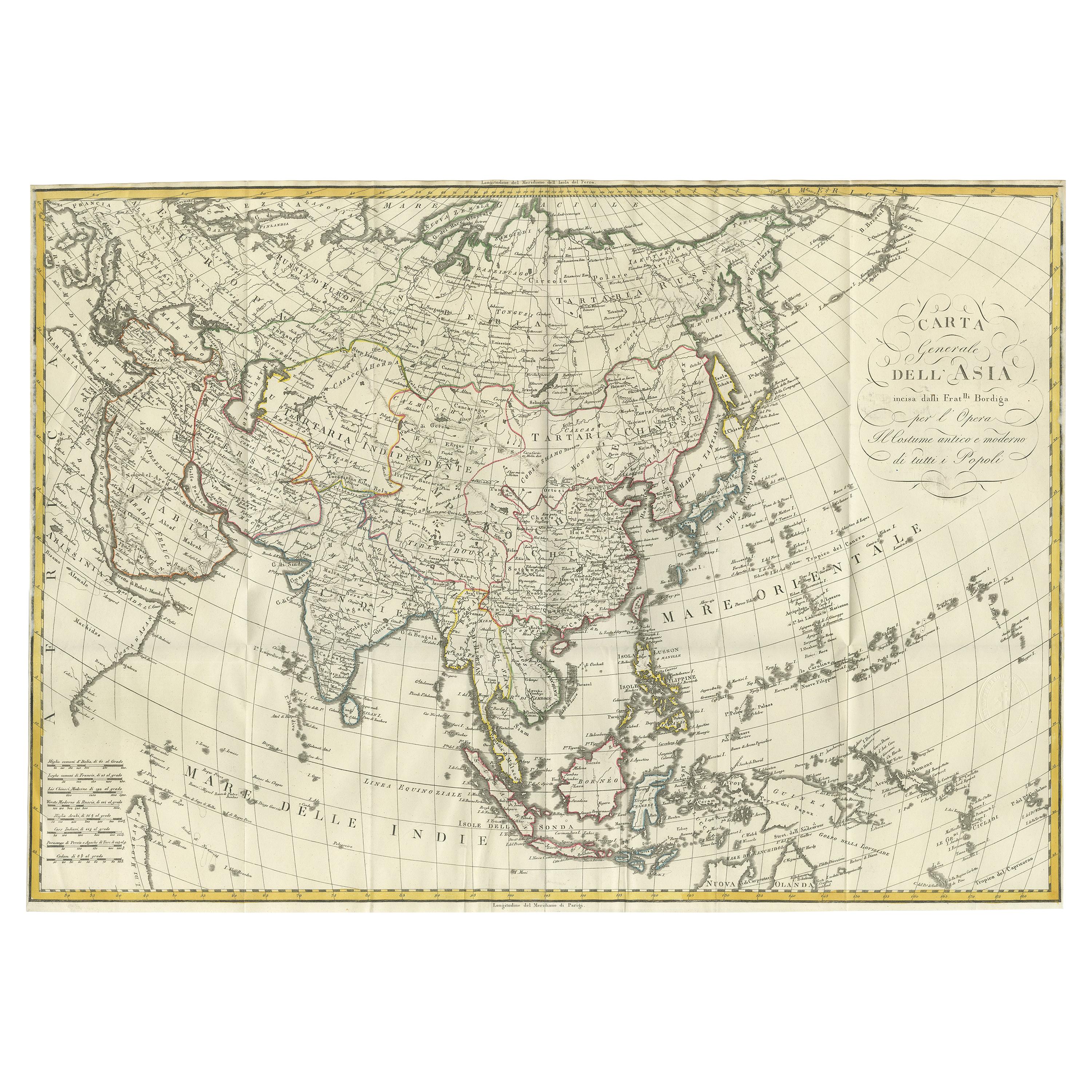 Antique Map of Asia by Ferrario '1815' For Sale