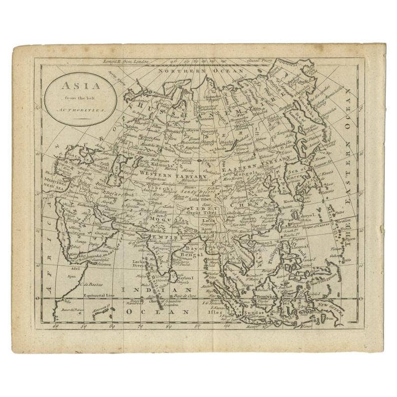 Antique Map of Asia by Guthrie, 1787