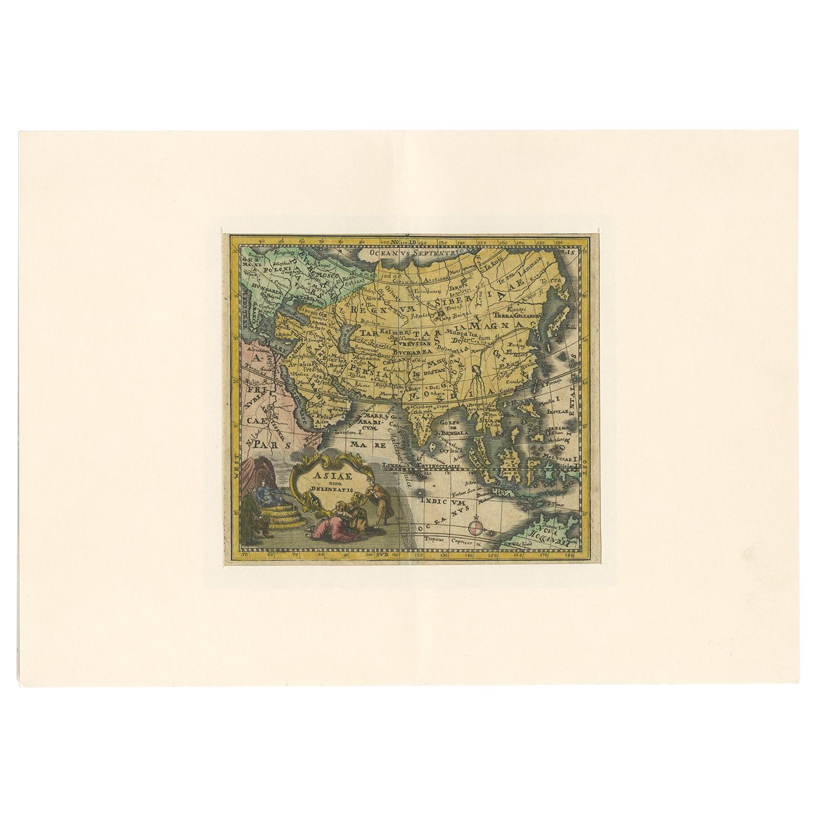 Antique Map of Asia by Hederichs, 'circa 1740'