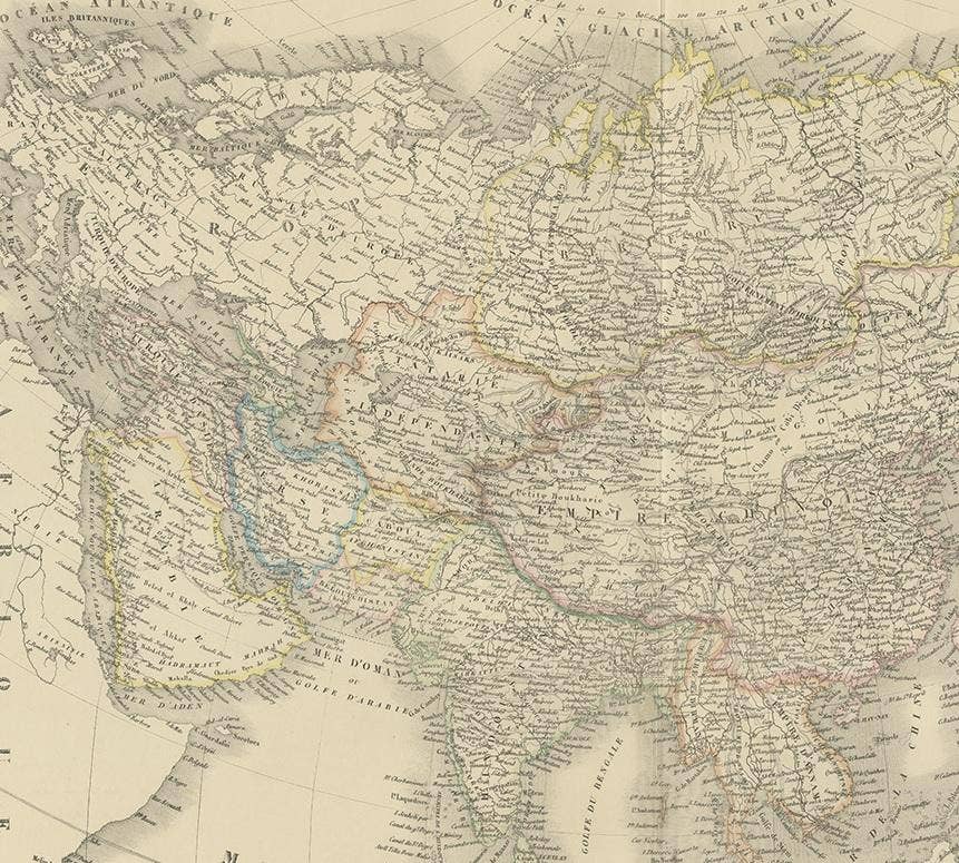 Antique Map of Asia by Lapie, 1842