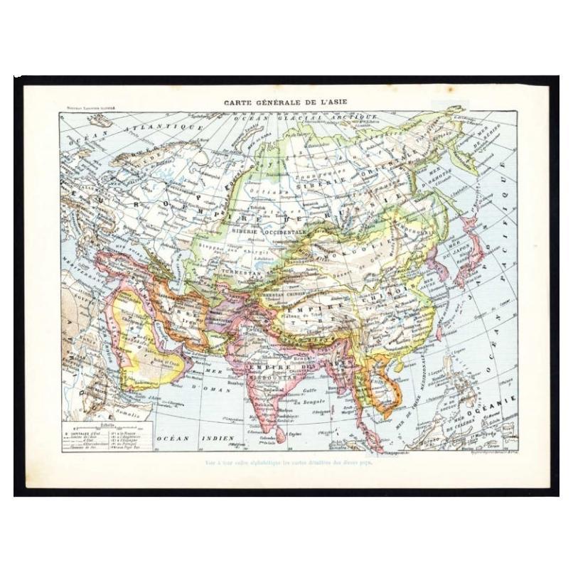 Antique Map of Asia by Larousse, 1897 For Sale