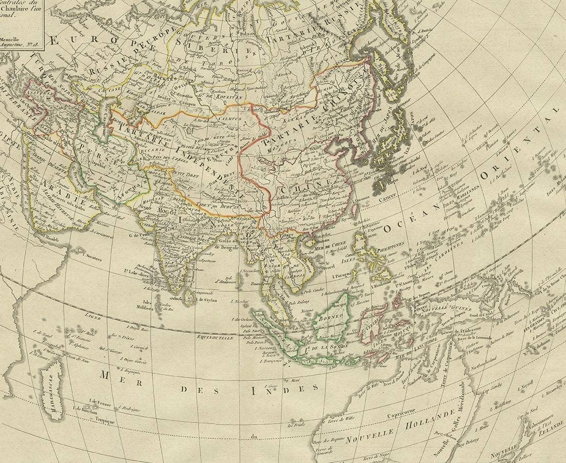 Antique Map of Asia by Mentelle, 1819
