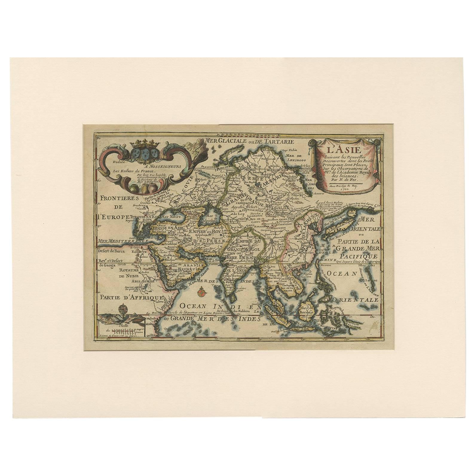 Antique Map of Asia by N. de Fer, 1700