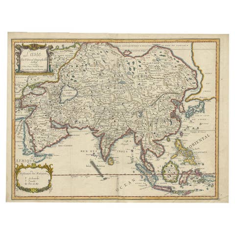 Antique Duval Map of East Asia with China, Japan, Korea and the Great Wall, 1663