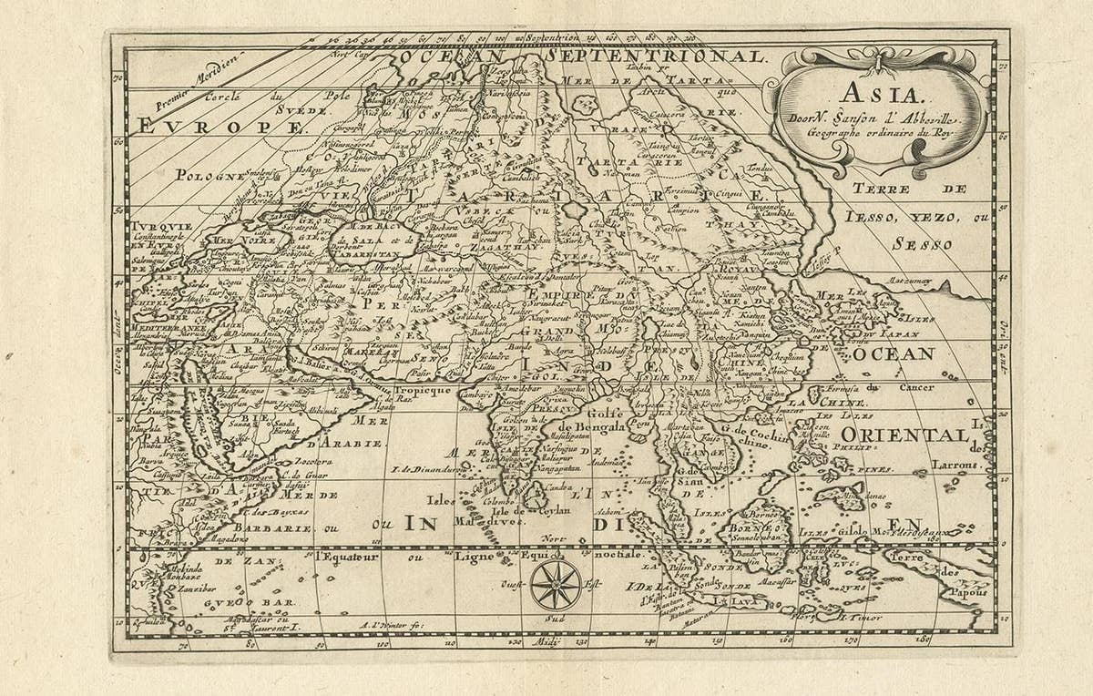 Antique Map of Asia by Sanson, circa 1705