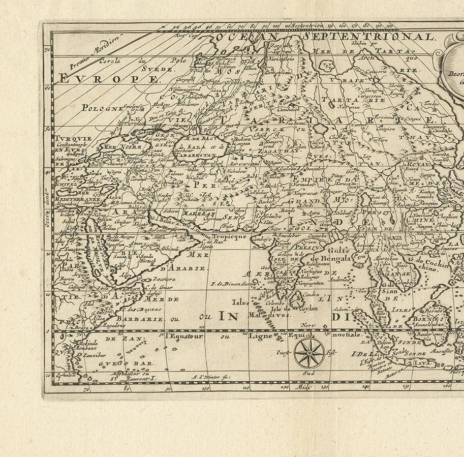 Dutch Antique Map of Asia by Sanson, circa 1705 For Sale