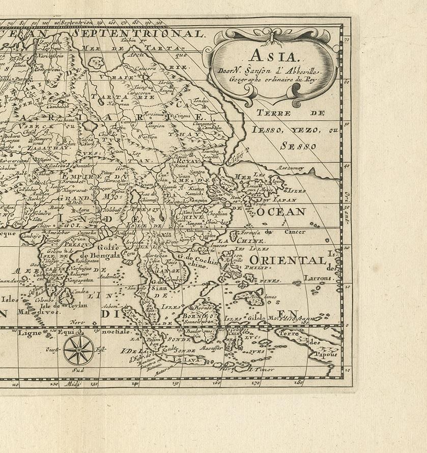Carte ancienne d'Asie par Sanson, datant d'environ 1705 Bon état - En vente à Langweer, NL