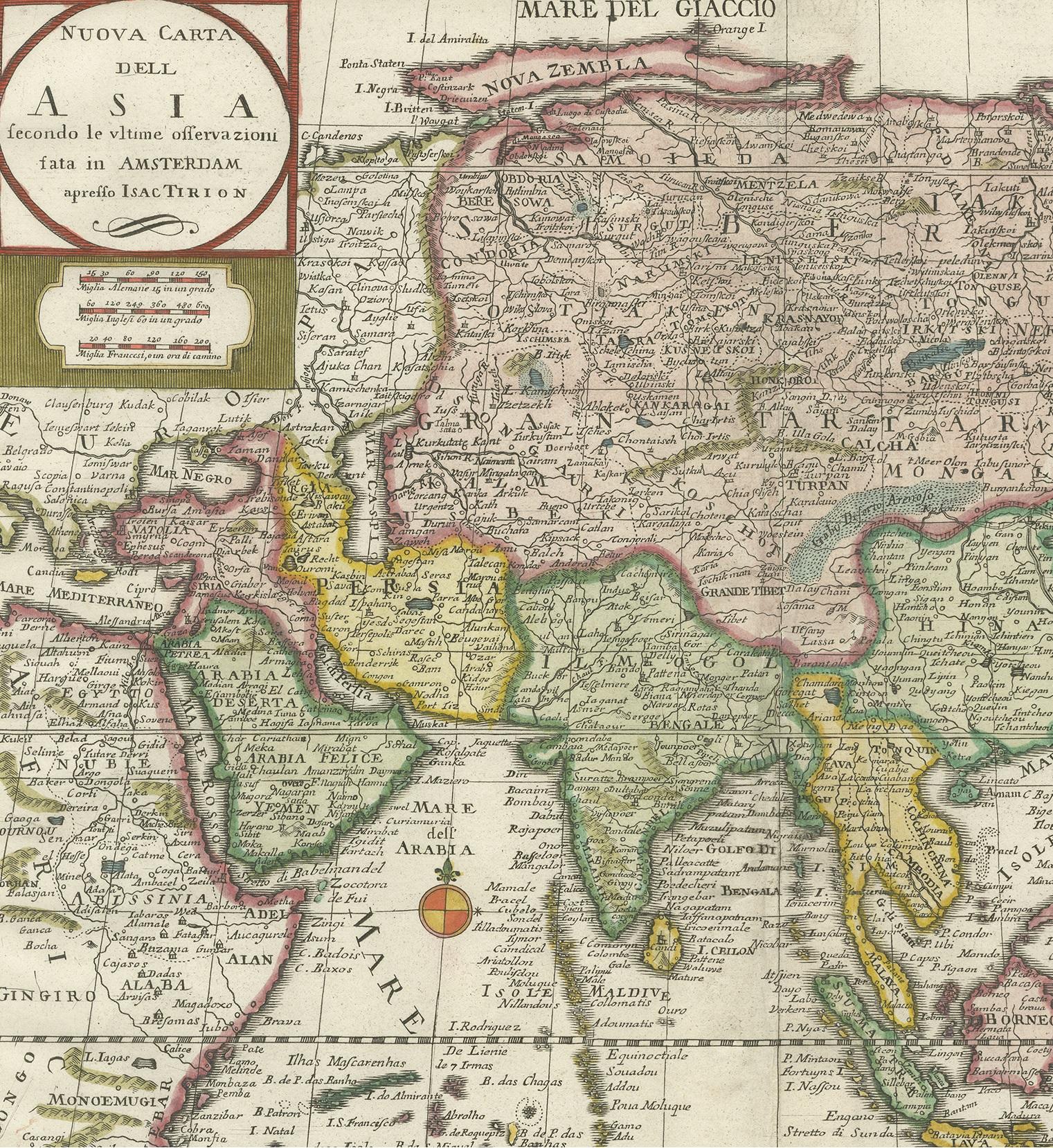 Carte ancienne d'Asie de Tirion (vers 1760) Bon état - En vente à Langweer, NL