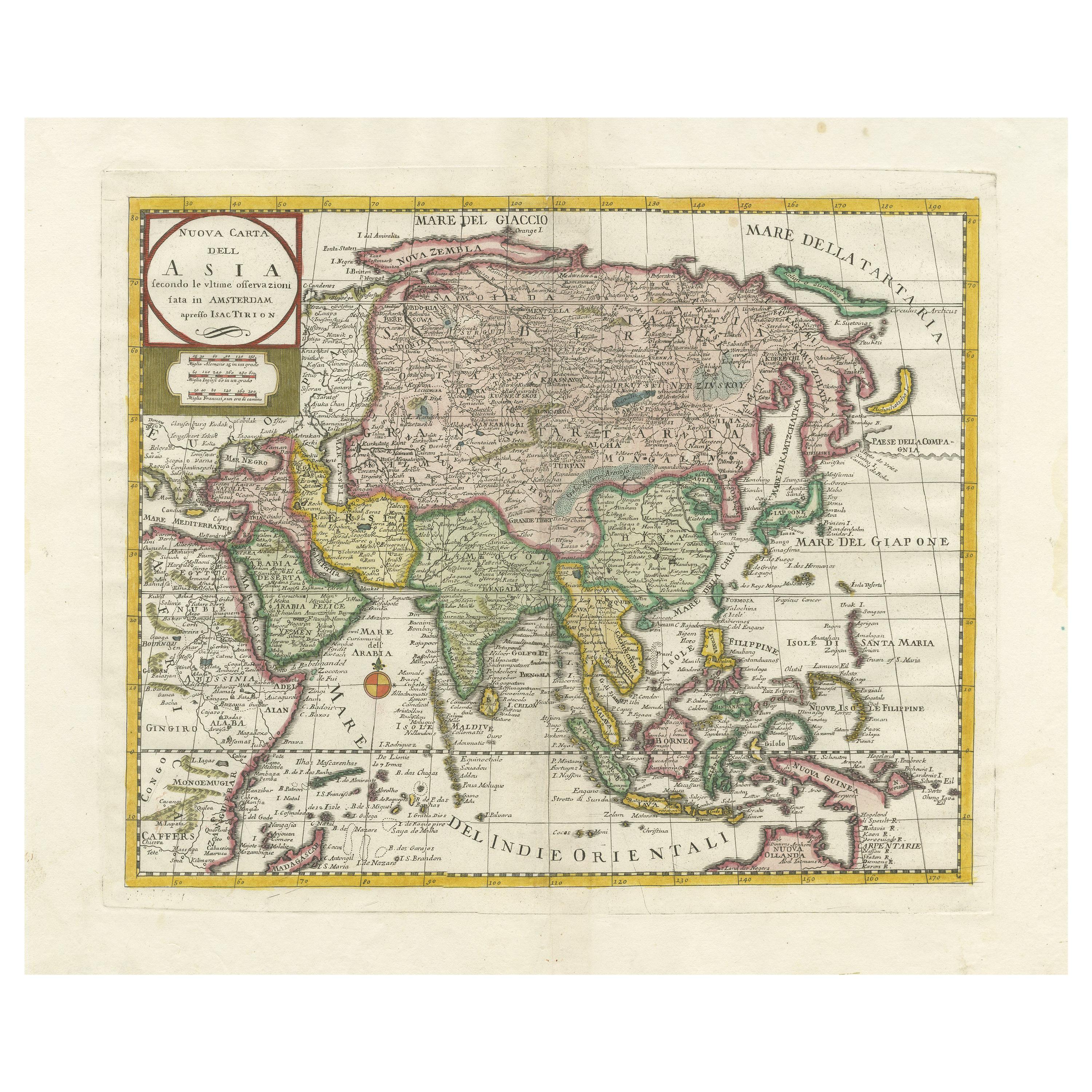 Carte ancienne d'Asie de Tirion (vers 1760)