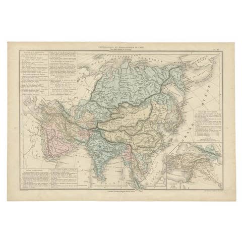 Antique Map of Asia by with an Inset Map of Turkey in Asia, 1868