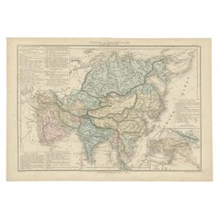 Antique Map of Asia by with an Inset Map of Turkey in Asia, 1868