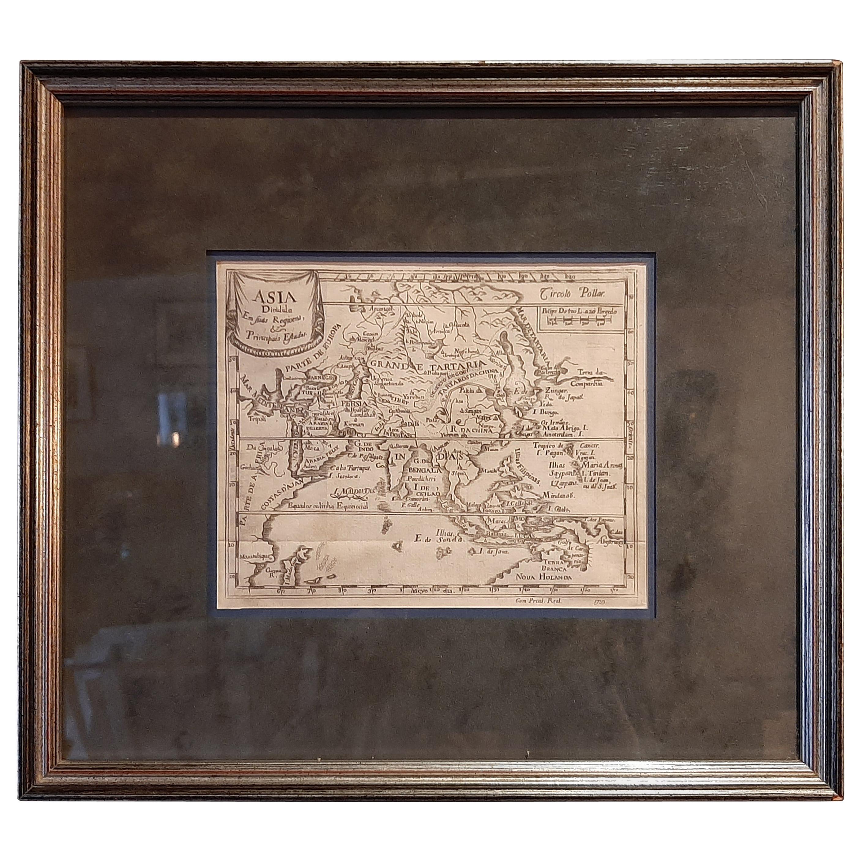 Antique Map of Asia 'circa 1739' For Sale