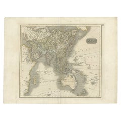 Carte ancienne d'Asie représentant l'Asie et l'Australie, vers 1814