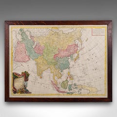 Antique Map of Asia, French, Framed, Atlas, Continental Cartography, Georgian