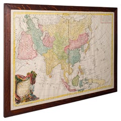 Antique Map of Asia, French, Framed, Atlas, Continental Cartography, Georgian